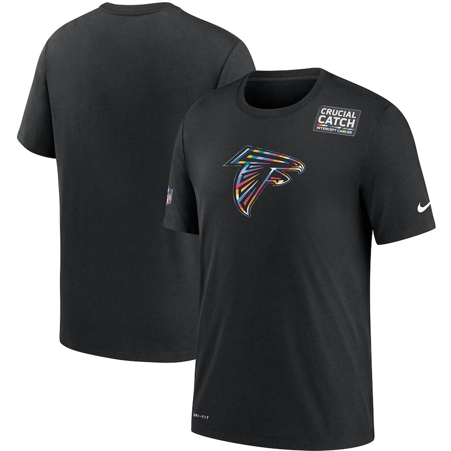 Men's Atlanta Falcons Black NFL 2020 Sideline Crucial Catch Performance T-Shirt